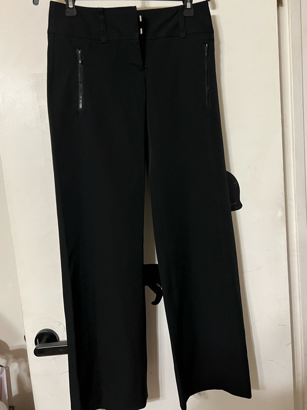 LOFT Black Wide-Leg Zip Pocket Pants